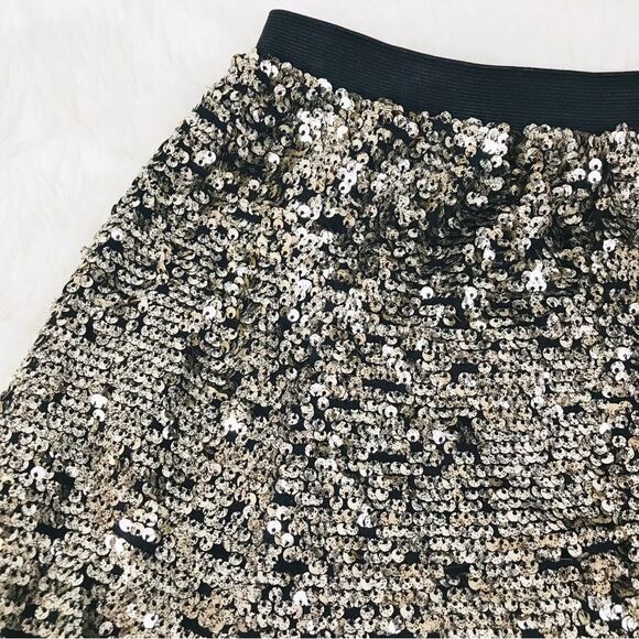 ANTHROPOLOGIE Maeve Orleans Gold Sequin Midi Skirt Metallic Party Size Small New - Picture 8 of 16
